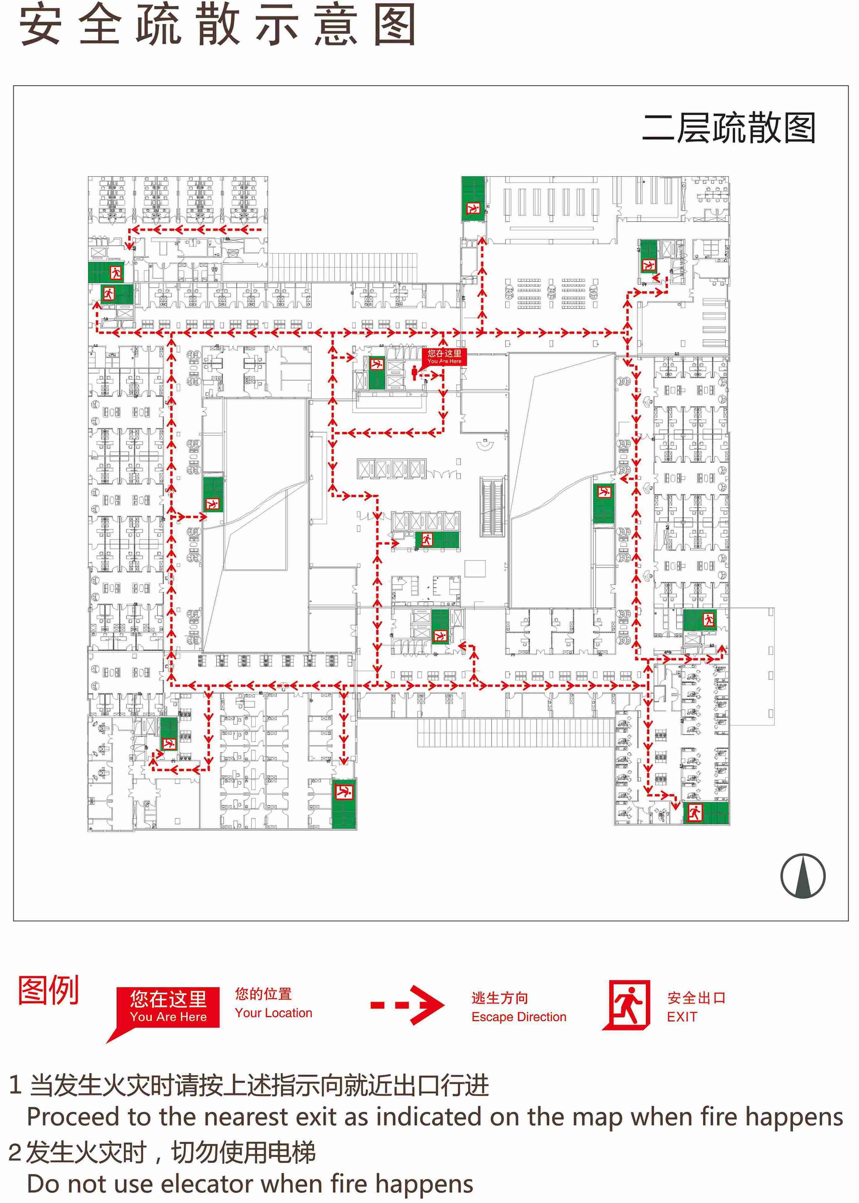 宁波市李惠利医院 应急通道 东部院区医疗楼2f-5f疏散图